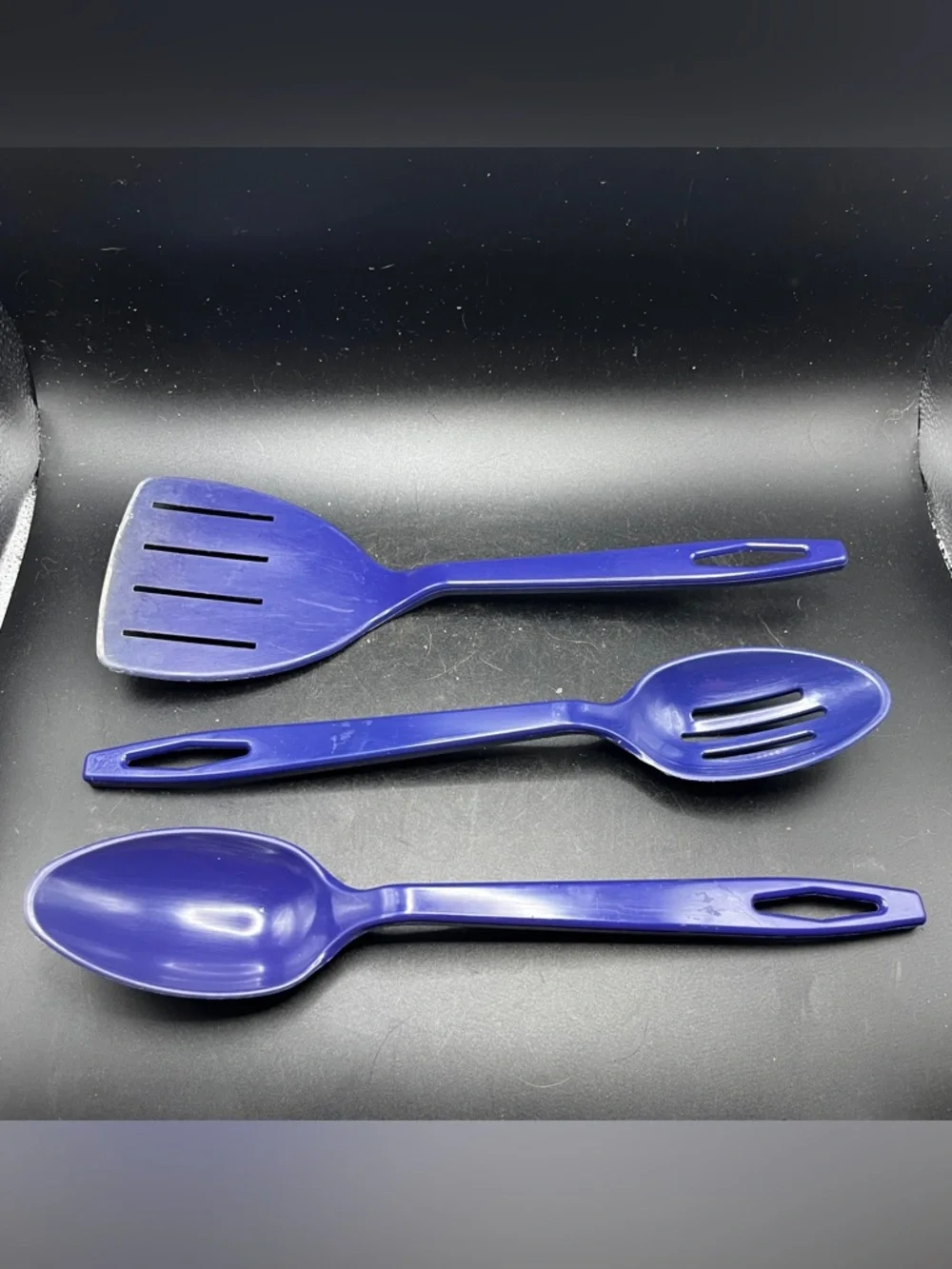 Vintage 3 Taylor Made Spoon, Spatula & Slotted Spoon Nylon Dark Blue